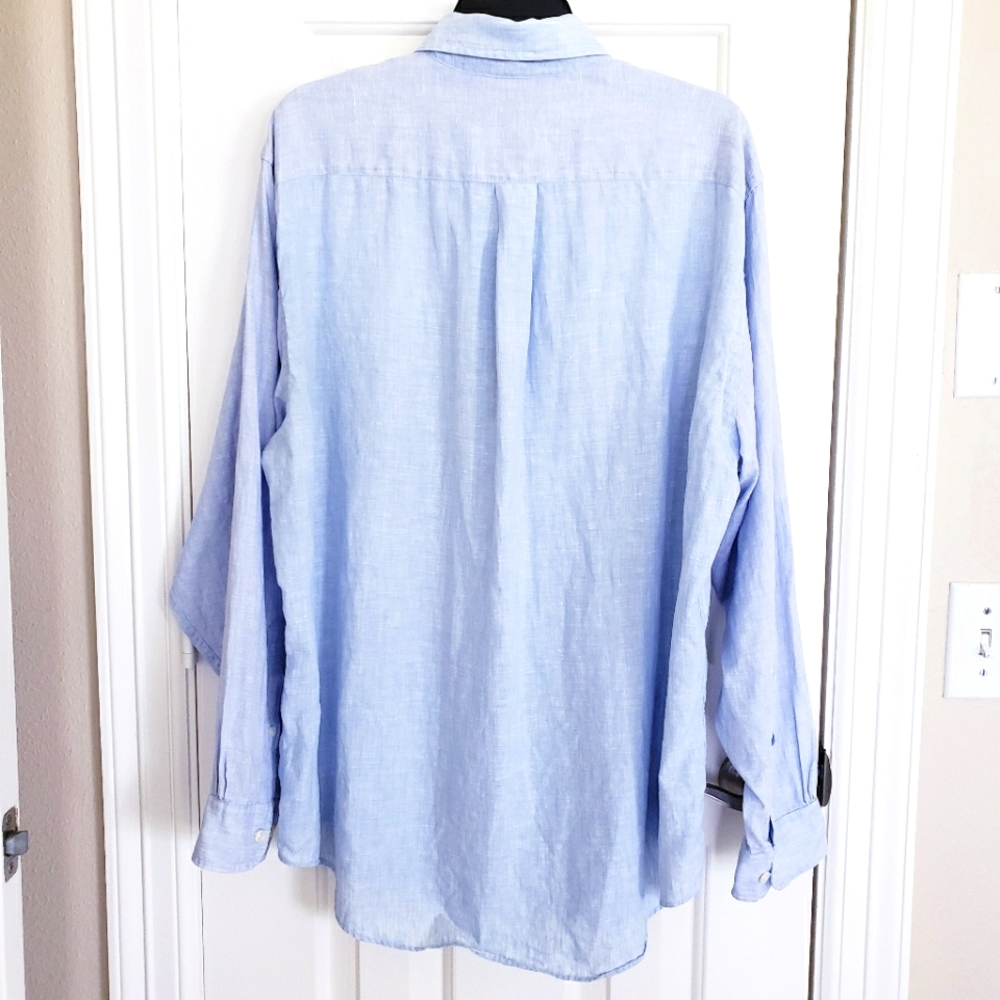 Brooks Brothers Irish Linen Light Blue Shirt 100% Linen - Picture 2 of 12